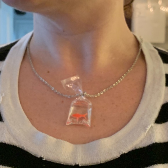 Cute Carnival Prize Goldfish in a Bag Necklace - Picture 2 of 2